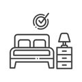 Hotel number black line icon. Apartament booking sign. Bedroom symbol. Take rest. Pictogram for web page, mobile app, promo. UI UX Royalty Free Stock Photo