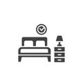 Hotel number glyph black icon. Apartament booking sign. Bedroom symbol. Take rest. Pictogram for web page, mobile app, promo. UI Royalty Free Stock Photo
