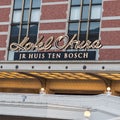 Hotel Okura sign at Huis Ten Bosch theme park in Japan.