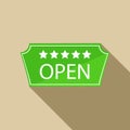 Hotel open sign icon in flat style