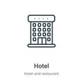 Hotel outline vector icon. Thin line black hotel icon, flat vector simple element illustration from editable hotel concept Royalty Free Stock Photo