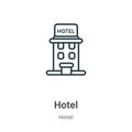 Hotel outline vector icon. Thin line black hotel icon, flat vector simple element illustration from editable hotel concept Royalty Free Stock Photo