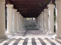 Hotel pillars and walkway Royalty Free Stock Photo