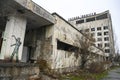 Hotel Polissya Polissia in Prypiat city, abandoned ghost town. Chornobyl exclusion zone. Ukraine, December 2019