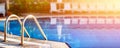 Hotel Pool clean water. Waterpool and blue water. vacation holiday in hotel. Relax and meditation banner