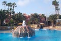 Hotel pool fountain