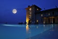 Hotel pool at night Royalty Free Stock Photo