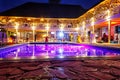 Hotel pool at night in Kigali