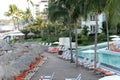 Hotel pool and sun loungers