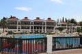 Hotel with pool in turkey in summer Royalty Free Stock Photo