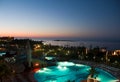 Hotel pool view at night Royalty Free Stock Photo
