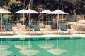 Hotel Poolside Chairs with Sea view Royalty Free Stock Photo