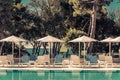 Hotel Poolside Chairs with Sea view Royalty Free Stock Photo