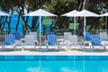 Hotel Poolside Chairs with Sea view Royalty Free Stock Photo