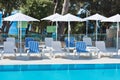 Hotel Poolside Chairs with Sea view Royalty Free Stock Photo