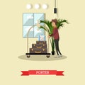 Hotel porter concept vector illustration in flat style.