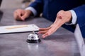 Hotel reception bell at the counter Royalty Free Stock Photo