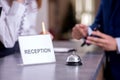 Hotel reception bell at the counter Royalty Free Stock Photo