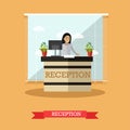 Hotel reception concept vector illustration in flat style Royalty Free Stock Photo