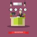 Hotel reception vector illustration in flat style Royalty Free Stock Photo