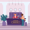 Hotel reception flat vector illustration