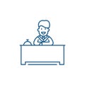 Hotel reception line icon concept. Hotel reception flat vector symbol, sign, outline illustration.