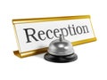 Hotel reception placard and service bell Royalty Free Stock Photo