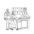 At Hotel Reception Registering Guest Couple Vector