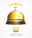 Hotel Reception Service Banner with Realistic Detailed 3d Reception Bell. Vector