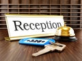 Hotel reception, service bell and room keys Royalty Free Stock Photo