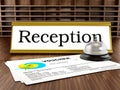 Hotel reception, service bell and voucher Royalty Free Stock Photo