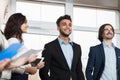 Hotel Receptionist Meeting Business People Group In Lobby Royalty Free Stock Photo