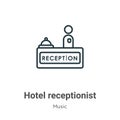 Hotel receptionist outline vector icon. Thin line black hotel receptionist icon, flat vector simple element illustration from