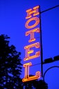 Hotel red light sign at dusk