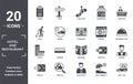 hotel.and.restaurant icon set. include creative elements as agenda, reception, passport, wine menu, fried egg, hostel filled icons