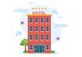 Hotel Review with Rating Service, User Satisfaction to Rated Customer, Product or Experience in Cartoon Hand Drawn Illustration Royalty Free Stock Photo