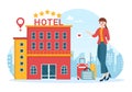 Hotel Review with Rating Service, User Satisfaction to Rated Customer, Product or Experience in Cartoon Hand Drawn Illustration