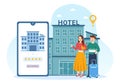 Hotel Review with Rating Service, User Satisfaction to Rated Customer, Product or Experience in Cartoon Hand Drawn Illustration