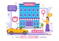 Hotel Reviews Vector Illustration with Rating Service, User Satisfaction to Rated Customer, Product or Experience in Flat Cartoon