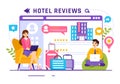 Hotel Reviews Vector Illustration with Rating Service, User Satisfaction to Rated Customer, Product or Experience in Flat Cartoon
