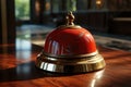 Hotel ring bell on counter desk at front reception