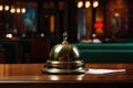 Hotel ring bell on counter desk at front reception