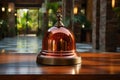 Hotel ring bell on counter desk at front reception