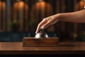 Hotel ring bell on counter desk at front reception