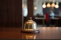 Hotel ring bell on counter desk at front reception