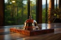 Hotel ring bell on counter desk at front reception