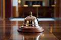 Hotel ring bell on counter desk at front reception