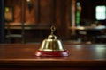 Hotel ring bell on counter desk at front reception