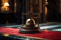 Hotel ring bell on counter desk at front reception