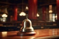 Hotel ring bell on counter desk at front reception